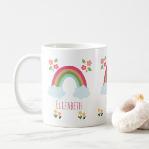 Mug Nom personnalisé Kids Cute rainbow girl rose