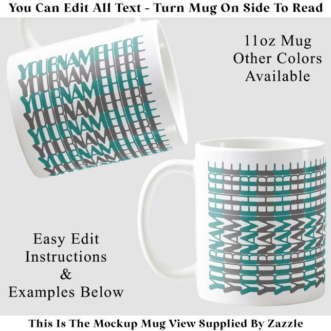 Mug Nom personnalisé long sur mesure sarcelle message  (Créateur téléchargé)