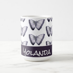 Mug Nom personnalisé mignon papillon tendance