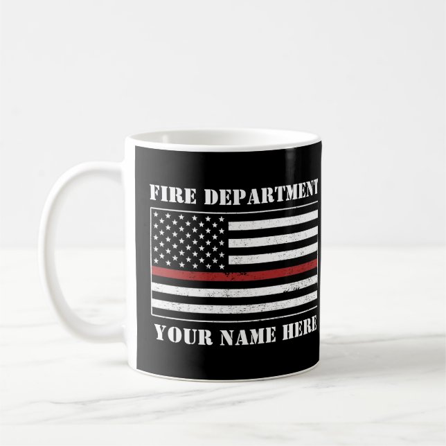 Mug Nom personnalisé Mince Ligne rouge Drapeau Fière P (Gauche)