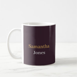 Mug Nom personnalisé minimaliste moderne bordeaux