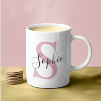 Nom personnalisé moderne Monogramme rose