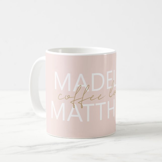Mug Nom personnalisé Monogramme Moderne Lover café (Devant gauche)