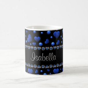 Mug Nom personnalisé, motif de parties scintillant coe
