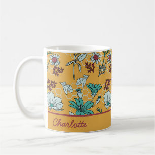 Mug Nom personnalisé motif floral coloré