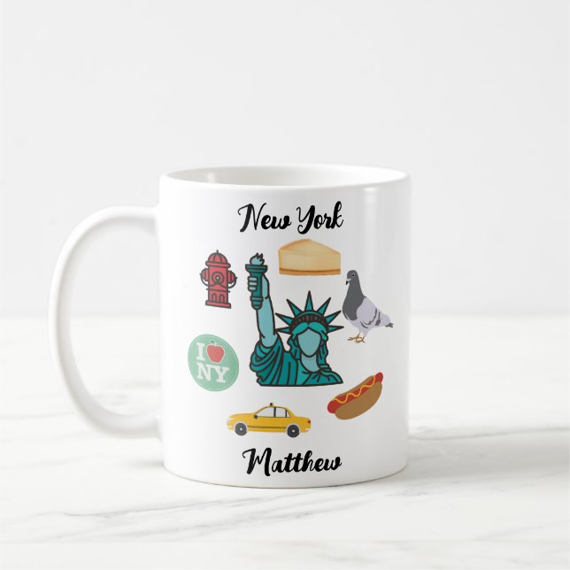 Mug Nom personnalisé New York Cheesecake Pigeon NY (Gauche)