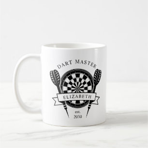 Mug Nom personnalisé noir et blanc Dart