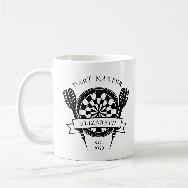Mug Nom personnalisé noir et blanc Dart (Gauche)