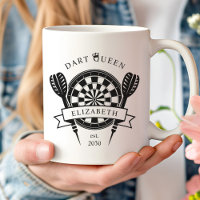 Nom personnalisé noir et blanc Dart Queen Coffee M