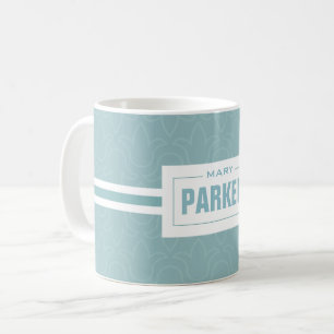Mug Nom personnalisé / nom de famille bébé bleu floral