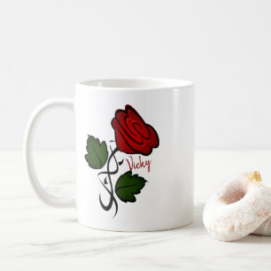 Mug Nom personnalisé par baiser du rose rouge W