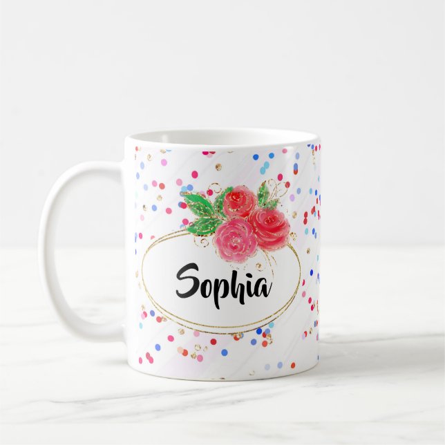 Mug Nom personnalisé, parties scintillant fille nom pe (Gauche)