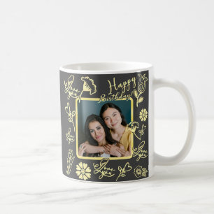 Mug Nom personnalisé Photo Floral Typographie Annivers