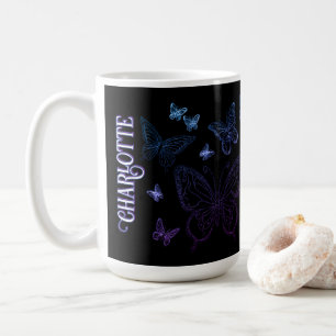 Mug Nom personnalisé Purple Blue Butterfly Cadeau pour