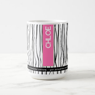 Mug Nom personnalisé rose et noir moderne