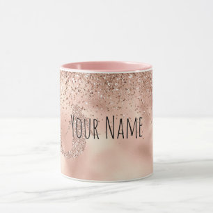 Mug Nom personnalisé Rose Gold Parties scintillant Si