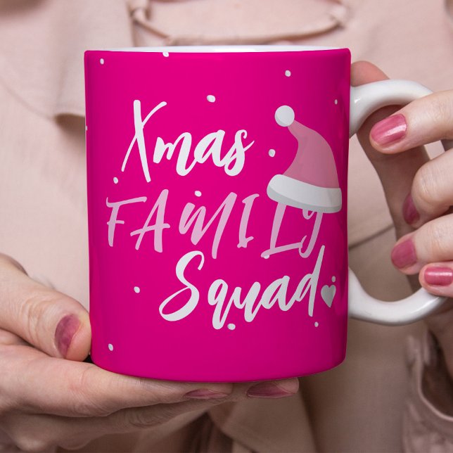 Mug Nom personnalisé script de famille de Noël rose (Créateur téléchargé)