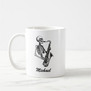 Mug Nom personnalisé squelette saxophone amoureux de l