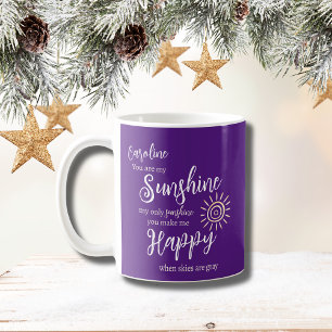 Mug Nom Personnalisé Sunshine Me Rendre Joyeux Violet 
