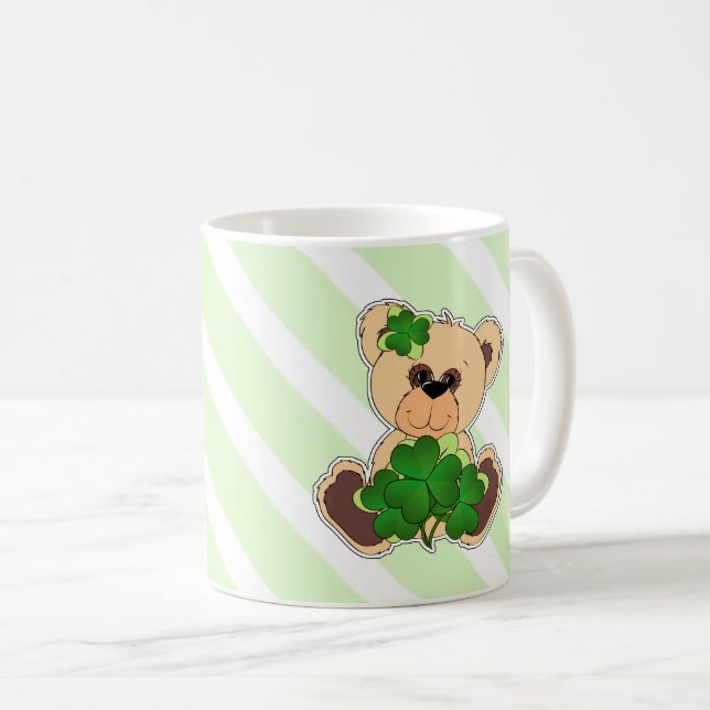 Mug Nom personnalisé Teddy Bear St. Patrick's Day Cade (Devant droit)