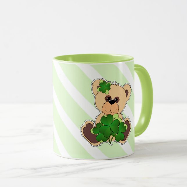 Mug Nom personnalisé Teddy Bear St. Patrick's Day Cade (Devant droit)