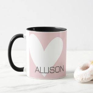 Mug Nom personnalisé Texte simple énorme blanc Coeur A