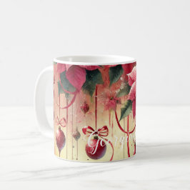 Mug Nom personnalisé Whimsica Poinsettia Baubles de No