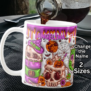 Mug Nom Pink 3D, effet Halloween Skull Cocktails