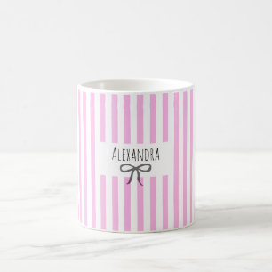 Mug Nom rayures rose tendance moderne dessin à la main