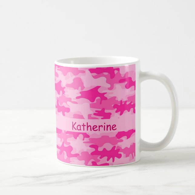 Mug Nom rose de camouflage de Camo personnalisé (Droite)