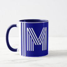 Nom unique et initiale | Meilleur Monogramme bleu 