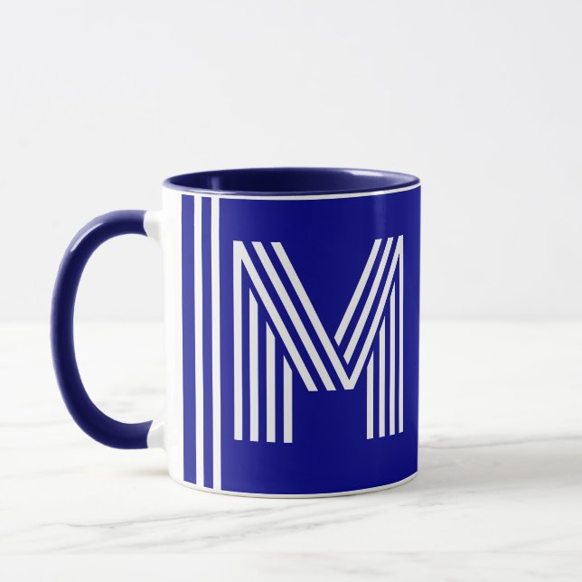 Mug Nom unique et initiale | Meilleur Monogramme bleu  (Gauche)