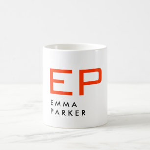 Mug Nom unique Noir Blanc tendance Monogramme rouge