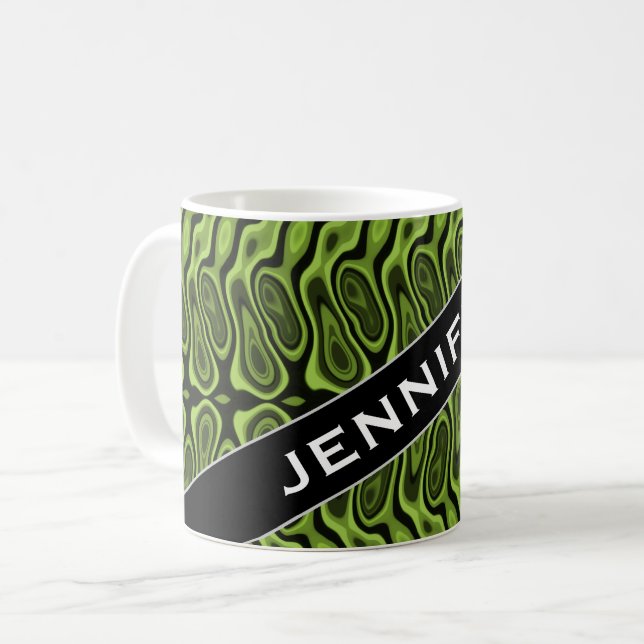 Mug Nom + Vert de résumé Liquide-Comme le motif de (Devant gauche)