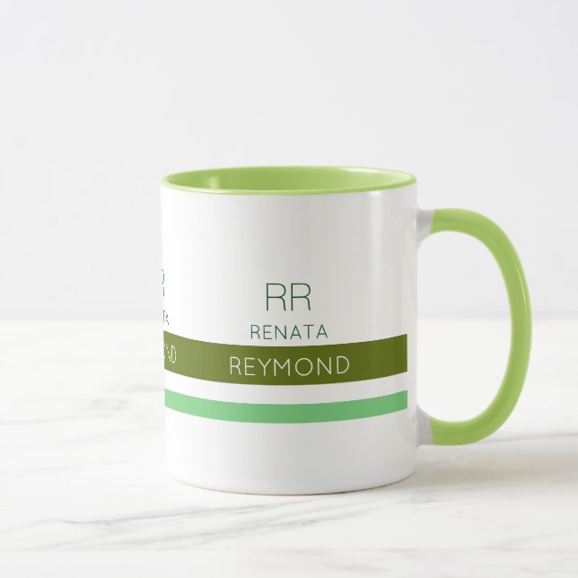 Mug nom vert élégant avec rayures (Droite)