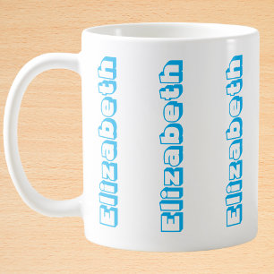 Mug Nom vertical bleu moderne Personnalisé