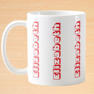 Mug Nom vertical rouge moderne Personnalisé