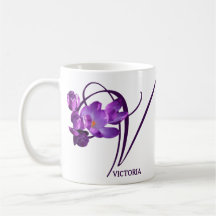 Nom Victoria personnalisable crocus violet fleuri