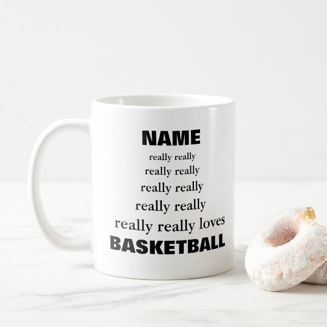 Mug Nom vraiment aime vraiment le sujet Basketball (Avec donut)