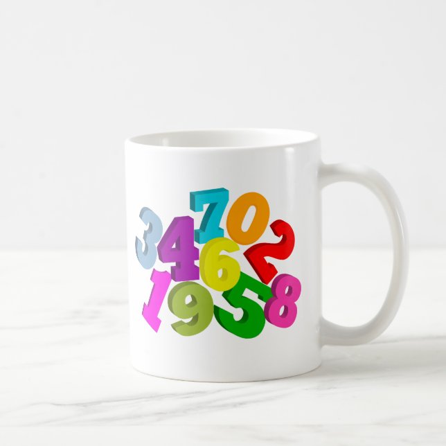 Mug nombres de maths en couleurs (Droite)