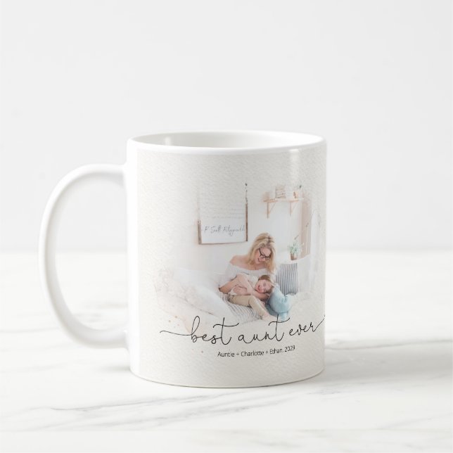 Mug Noms de devis de la meilleure tante jamais Script  (Gauche)