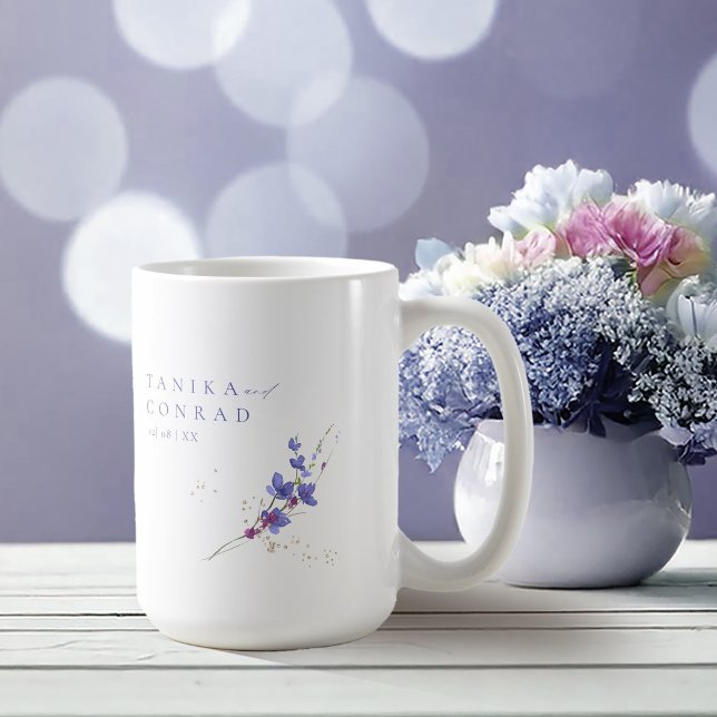 Mug Noms de l'aquarelle du Mariage fleur sauvage Peri  (Créateur téléchargé)