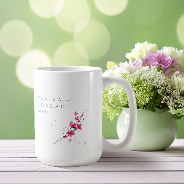 Mug Noms des aquarelles du Mariage fleur sauvage Fuchs (Créateur téléchargé)
