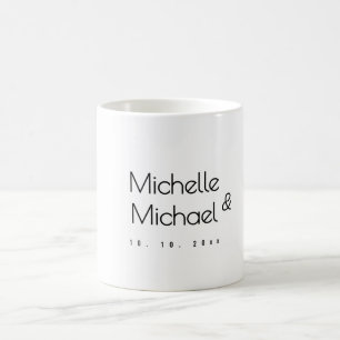 Mug Noms minimalistes professionnels noirs et blancs