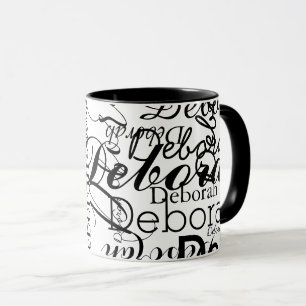 Mug Noms répétés en noir et blanc