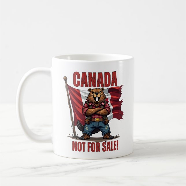 Mug NON À VENDRE, Canada, Bélier à bois, Drapeau, (Gauche)