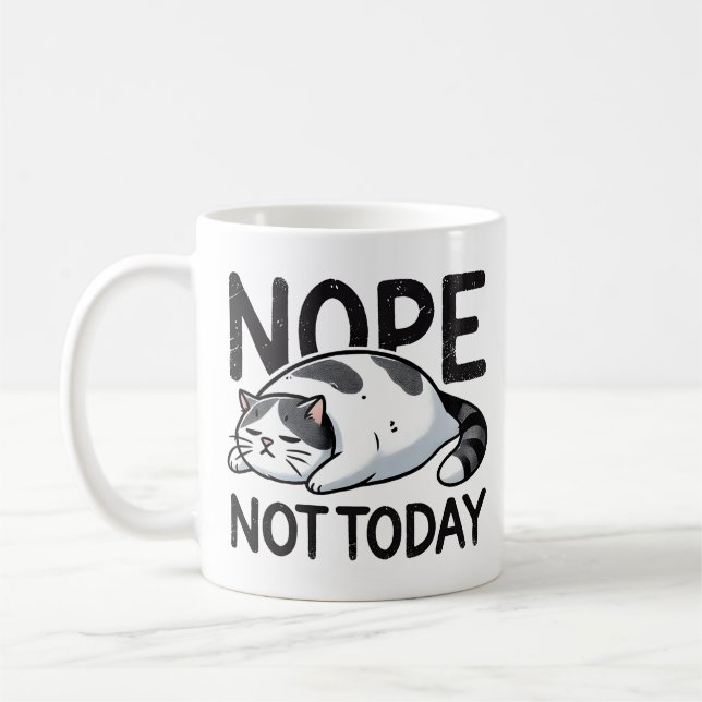 Mug Non Pas Aujourd'Hui Drôle Cool Cute Chat Noir Et B (Gauche)