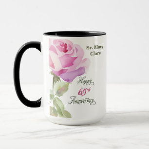 Mug Nonagénaire 65e Anniversaire Personnalisé Rose Ros