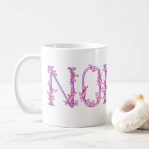 Mug Nonna texte orchidée violet peinture d'art rose mu