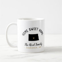 North Dakota Home Sweet Home Famille Monogramme Mu